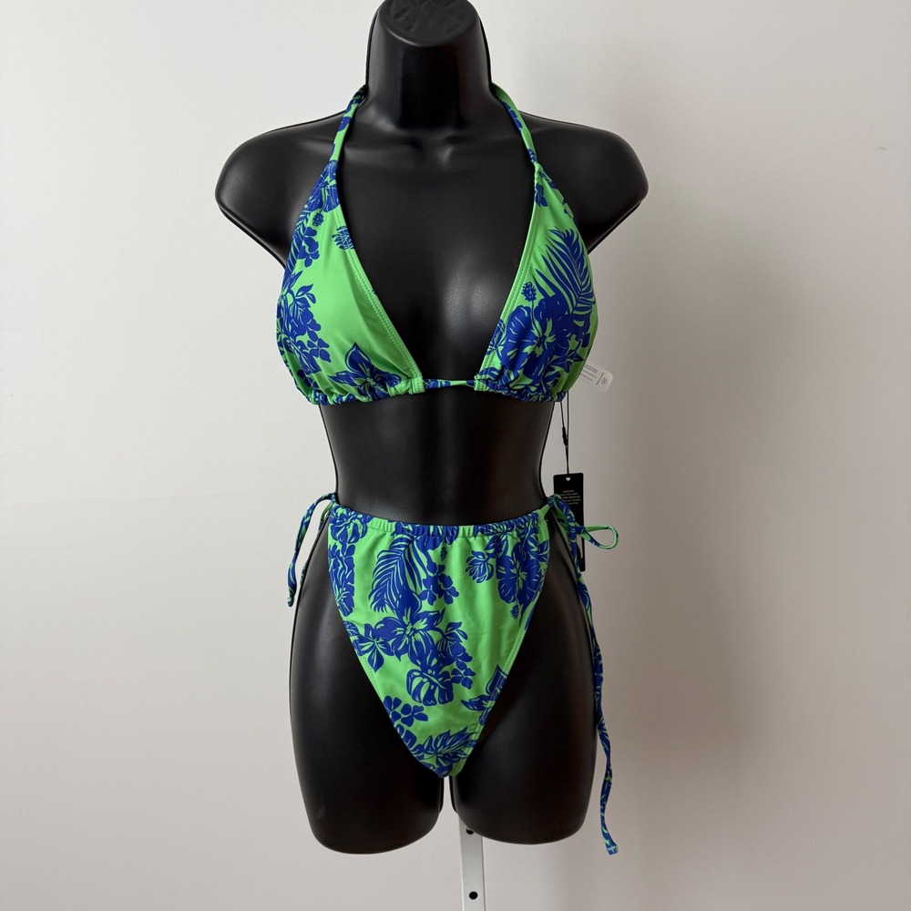 Fashion Nova sz 2X Alani 3 Piece Bikini Set Hibiscus Floral NWT Resortwear